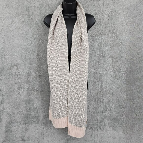 Calvin Klein Scarf Rectangular Pink Metallic Silver Grey Knit Acrylic Multi Wear - Picture 3 of 12